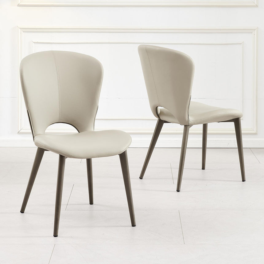 Clearance - Clooney Taupe Leather Dining Chair-2