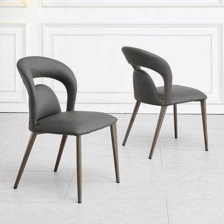 Clearance - Dixie Dark Grey Leather Dining Chair-3