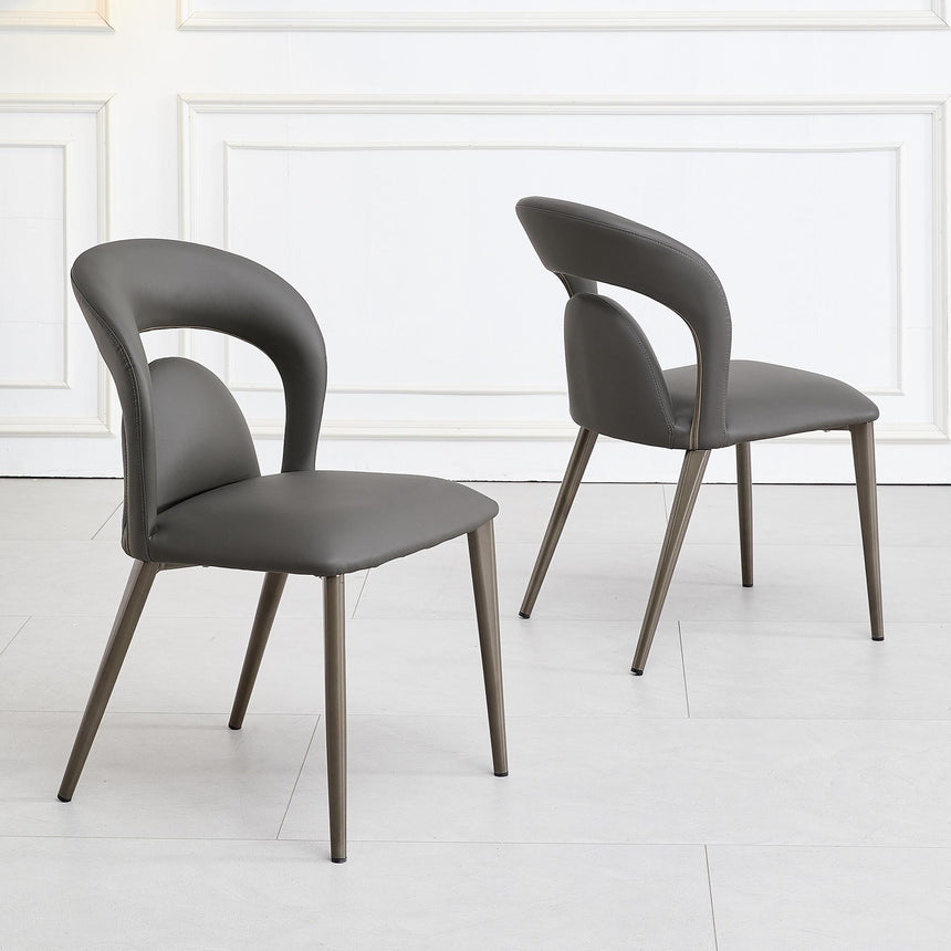 Clearance - Dixie Dark Grey Leather Dining Chair-3