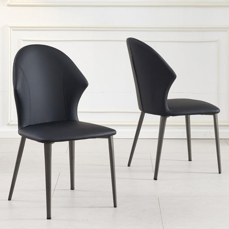Clearance - Elaine Black Leather Dining Chair-5