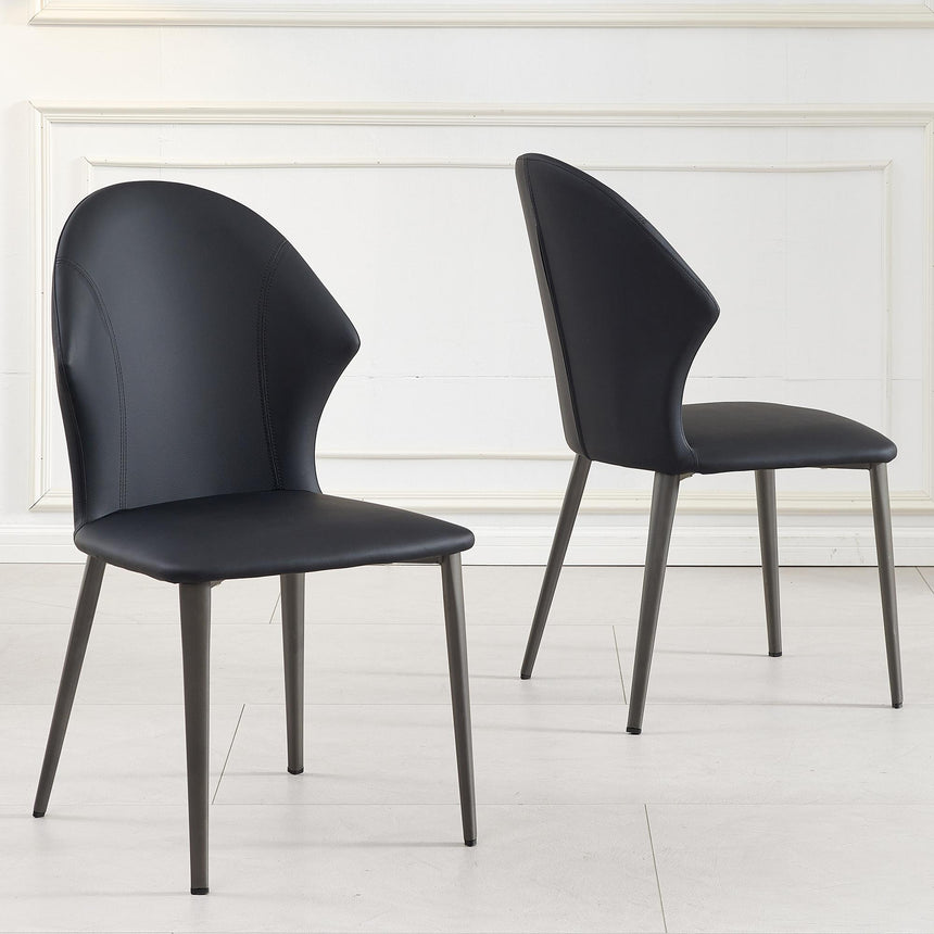 Clearance - Elaine Black Leather Dining Chair-5