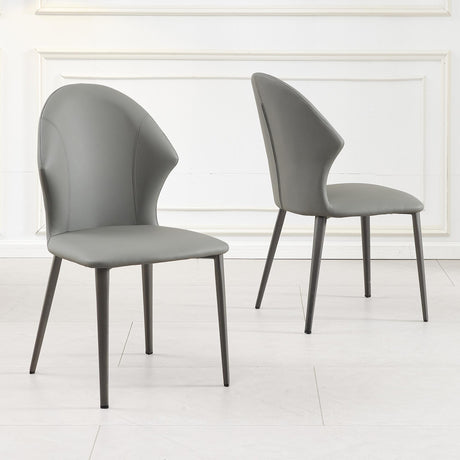 Clearance - Elaine Grey Leather Dining Chair-3