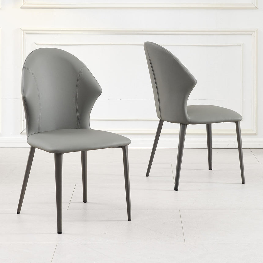 Clearance - Elaine Grey Leather Dining Chair-3