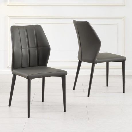Clearance - Harrow Dark Grey Leather Dining Chair-4
