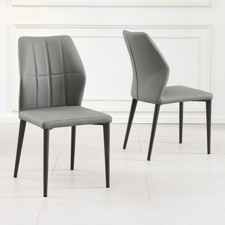 Clearance - Harrow Grey Leather Dining Chair-3