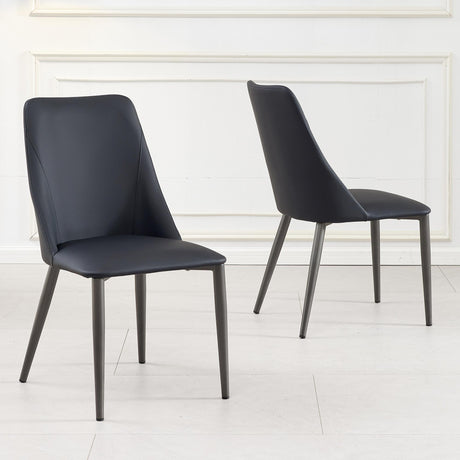 Clearance - Rosie Black Leather Dining Chair-5