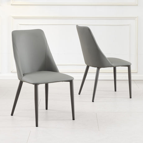 Clearance - Rosie Grey Leather Dining Chair-3