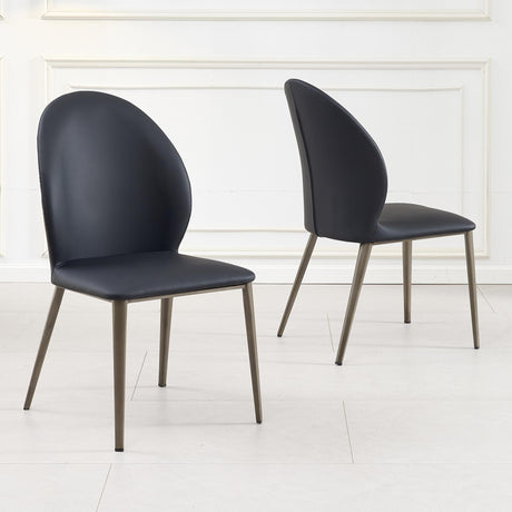 Clearance - Astrid Black Leather Dining Chair-4