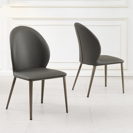 Clearance - Astrid Dark Grey Leather Dining Chair-4