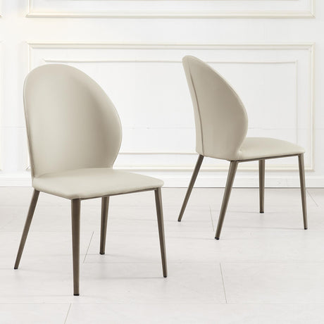 Clearance - Astrid Taupe Leather Dining Chair-2