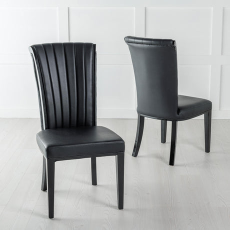 Cadiz Black Leather Large High Back Dining Chair with Black Legs-3