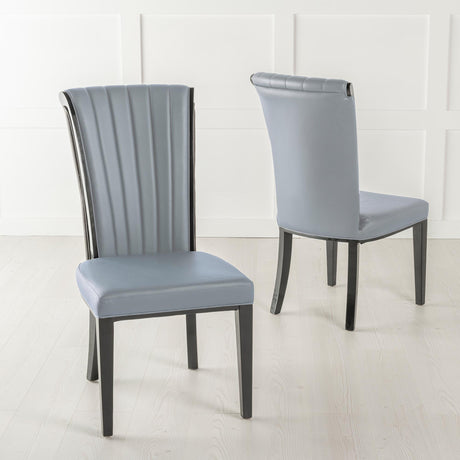 Cadiz Grey Leather Large High Back Dining Chair with Black Legs