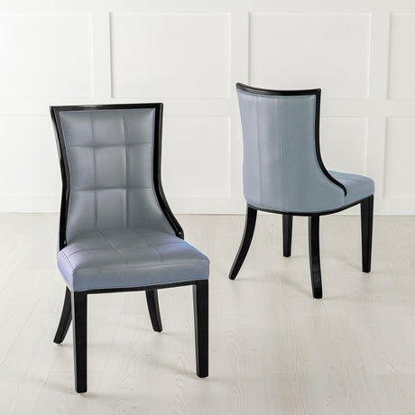 Paris Grey Leather Dining Chair with Black Legs-3