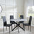 Clearance - Chopstick Grey Glass and Black Metal 4 Seater Round Dining Set - 4 Metro Black Leather Chairs with Black Legs-3