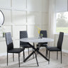 Clearance - Chopstick Grey Glass and Black Metal 4 Seater Round Dining Set - 4 Metro Black Leather Chairs with Black Legs-3