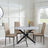 Clearance - Chopstick Grey Glass and Black Metal 4 Seater Round Dining Set - 4 Metro Cappuccino Leather Chairs with Black Legs-5