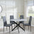 Clearance - Chopstick Grey Glass and Black Metal 4 Seater Round Dining Set - 4 Metro Grey Leather Chairs with Black Legs-2