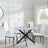 Clearance - Chopstick Grey Glass and Black Metal 4 Seater Round Dining Set - 4 Metro White Leather Chairs with Black Legs-4