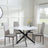 Clearance - Chopstick White Glass and Black Metal 4 Seater Round Dining Set - 4 Metro Beige Leather Chairs with Black Legs-5