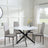 Clearance - Chopstick White Glass and Black Metal 4 Seater Round Dining Set - 4 Metro Beige Leather Chairs with Black Legs-4