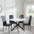 Clearance - Chopstick White Glass and Black Metal 4 Seater Round Dining Set - 4 Metro Black Leather Chairs with Black Legs-3