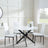 Clearance - Chopstick White Glass and Black Metal 4 Seater Round Dining Set - 4 Metro White Leather Chairs with Black Legs-4