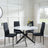 Clearance - Chopstick White Glass and Black Metal 4 Seater Round Dining Set - 4 Lido Black Fabric Chairs with Black Legs-3