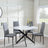 Clearance - Chopstick White Glass and Black Metal 4 Seater Round Dining Set - 4 Lido Dark Grey Fabric Chairs with Black Legs-5