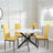 Clearance - Chopstick White Glass and Black Metal 4 Seater Round Dining Set - 4 Lido Yellow Fabric Chairs with Black Legs-5
