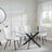 Clearance - Chopstick Clear Glass and Black Metal Dining Set - Corona Beige Fabric Chairs-3