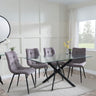 Clearance - Chopstick Clear Glass and Black Metal Dining Set - Corona Camel Fabric Chairs-4
