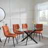 Clearance - Chopstick Clear Glass and Black Metal Dining Set - Corona Orange Fabric Chairs-6