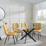 Clearance - Chopstick Clear Glass and Black Metal Dining Set - Corona Yellow Fabric Chairs-7