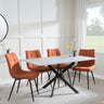 Clearance - Chopstick Grey Glass and Black Metal Dining Set - Corona Orange Fabric Chairs-4