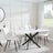 Clearance - Chopstick White Glass and Black Metal Dining Set - Corona Beige Fabric Chairs-3
