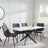Clearance - Chopstick White Glass and Black Metal Dining Set - Corona Grey Fabric Chairs-9