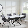 Clearance - Chopstick White Glass and Black Metal Dining Set - Corona Grey Fabric Chairs-9
