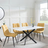 Clearance - Chopstick White Glass and Black Metal Dining Set - Corona Yellow Fabric Chairs-6