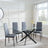 Clearance - Chopstick Clear Glass and Black Metal Dining Set - Metro Grey Leather Chairs with Black Legs-3