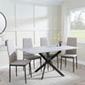 Clearance - Chopstick Grey Glass and Black Metal Dining Set - Metro Beige Leather Chairs with Black Legs