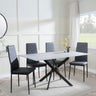 Clearance - Chopstick Grey Glass and Black Metal Dining Set - Metro Black Leather Chairs with Black Legs-2
