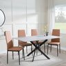 Clearance - Chopstick Grey Glass and Black Metal Dining Set - Metro Burnt Orange Leather Chairs with Black Legs-6