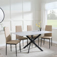 Clearance - Chopstick Grey Glass and Black Metal Dining Set - Metro Cappuccino Leather Chairs with Black Legs