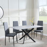 Clearance - Chopstick Grey Glass and Black Metal Dining Set - Metro Grey Leather Chairs with Black Legs-3