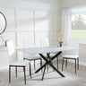 Clearance - Chopstick Grey Glass and Black Metal Dining Set - Metro White Leather Chairs with Black Legs-4
