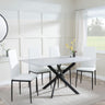 Clearance - Chopstick Grey Glass and Black Metal Dining Set - Metro White Leather Chairs with Black Legs-4