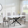 Clearance - Chopstick White Glass and Black Metal Dining Set - Metro Beige Leather Chairs with Black Legs-5