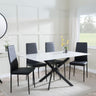 Clearance - Chopstick White Glass and Black Metal Dining Set - Metro Black Leather Chairs with Black Legs-3