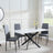Clearance - Chopstick White Glass and Black Metal Dining Set - Metro Grey Leather Chairs with Black Legs
