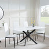 Clearance - Chopstick White Glass and Black Metal Dining Set - Metro White Leather Chairs with Black Legs-4